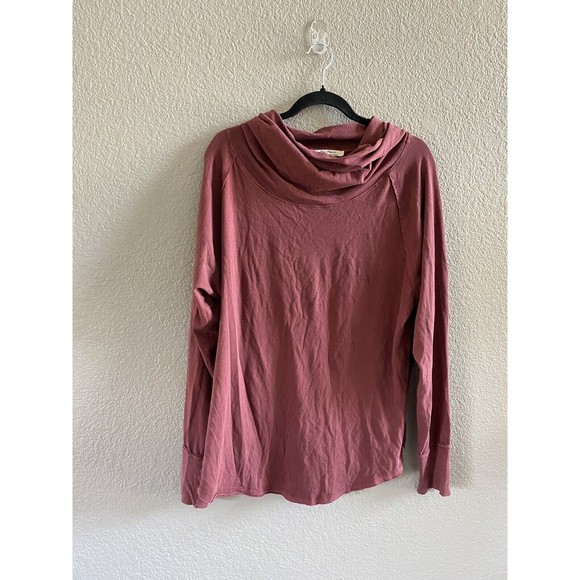 Free People Don't You Want Me Wine Cowl Neck Tunic Side Slit Oversized Small Red - Picture 4 of 12